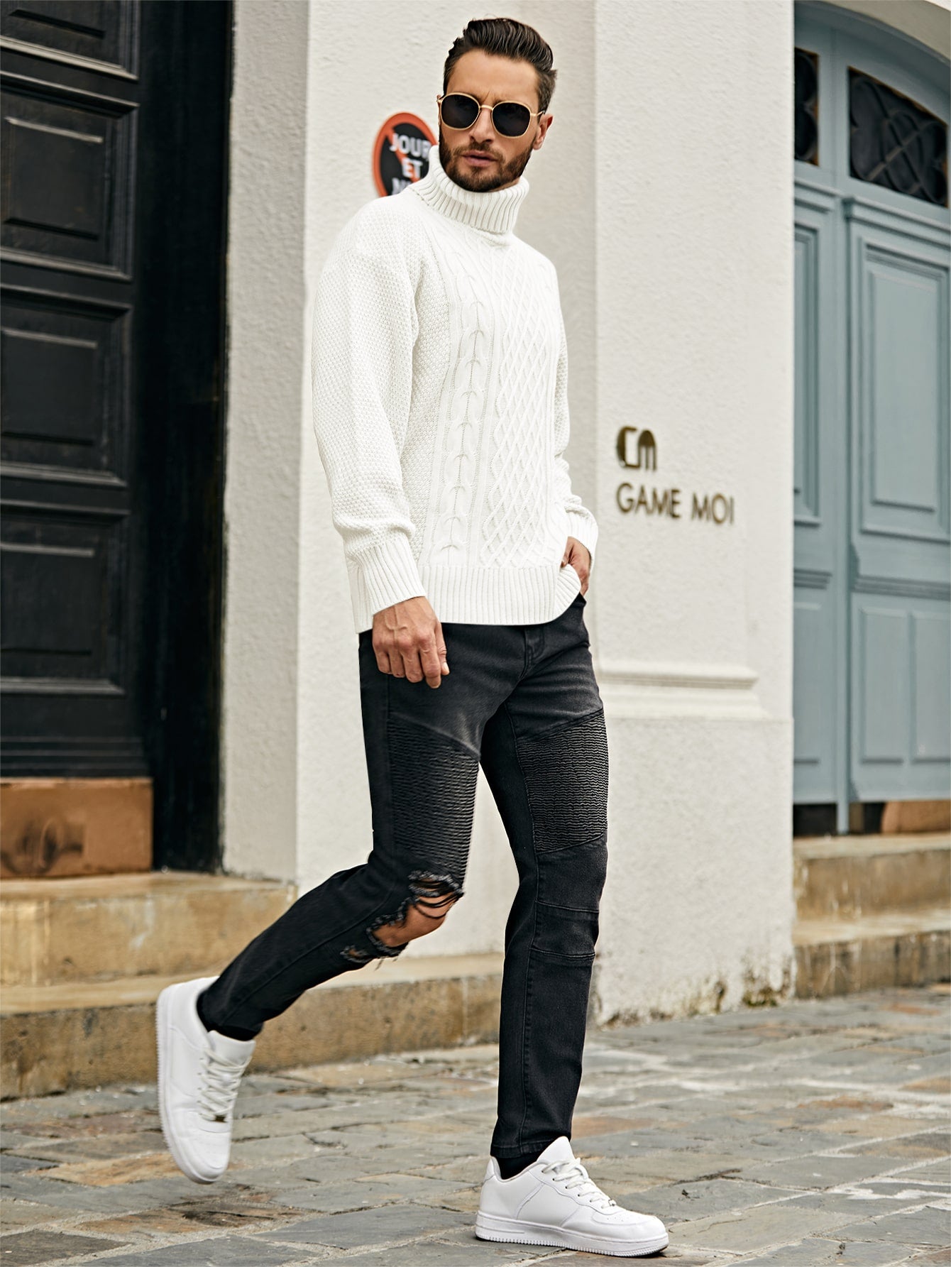 Men Turtleneck Cable Knit Sweater - Premium Men Sweaters from ZOETOP BUSINESS CO., LIMITED - Just $59.49! Shop now at Nick's Bay Company
