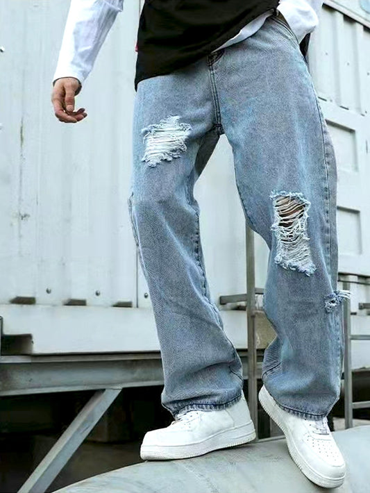Men Ripped Straight Leg Jeans - Premium Men Jeans from ZOETOP BUSINESS CO., LIMITED - Just $64.99! Shop now at Nick's Bay Company
