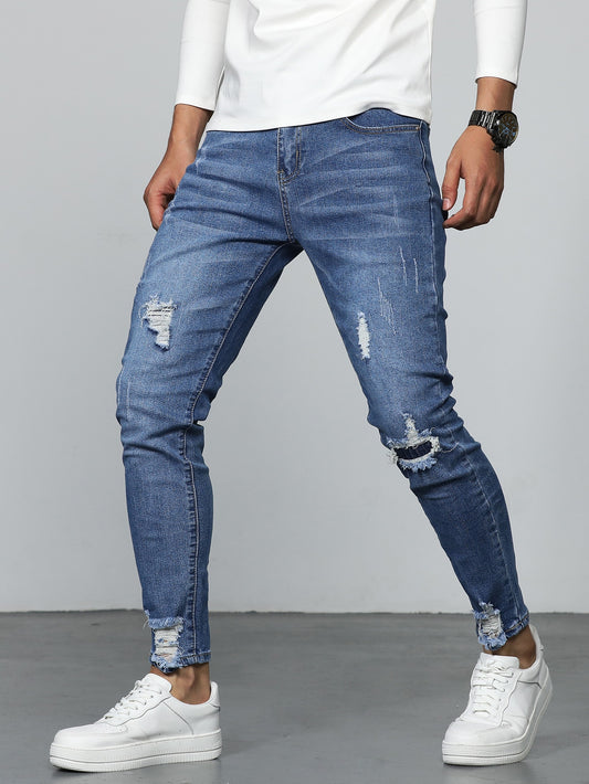 Men Ripped Washed Skinny Jeans - Premium Men Jeans from ZOETOP BUSINESS CO., LIMITED - Just $65.99! Shop now at Nick's Bay Company