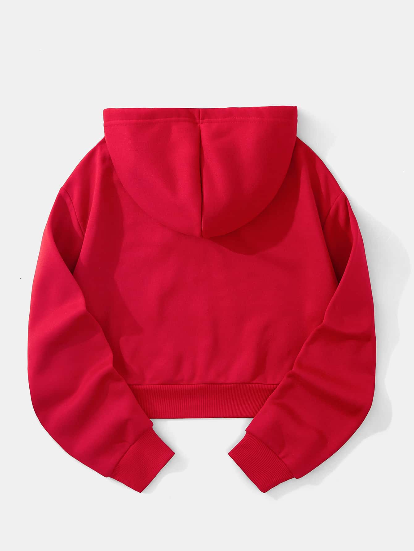 Letter Graphic Thermal Lined Drawstring Crop Hoodie