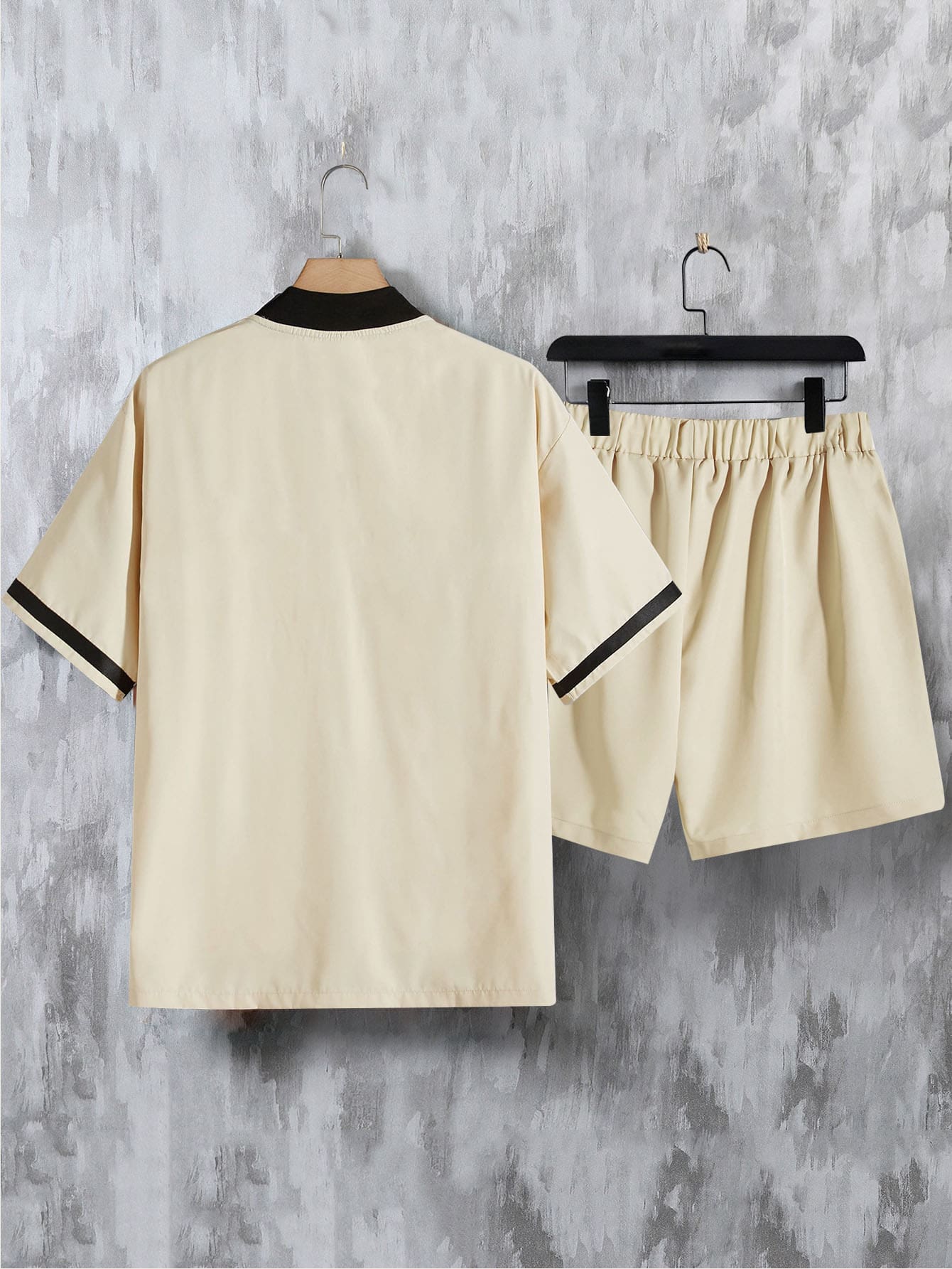 Men Letter Graphic Baseball Collar Shirt & Drawstring Waist Shorts Without Tee - Premium Men Two-piece Outfits from ZOETOP BUSINESS CO., LIMITED - Just $52.49! Shop now at Nick's Bay Company