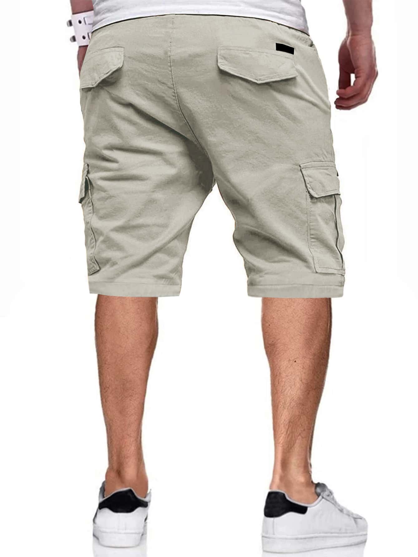 Men Flap Pocket Drawstring Oversize Cargo Shorts