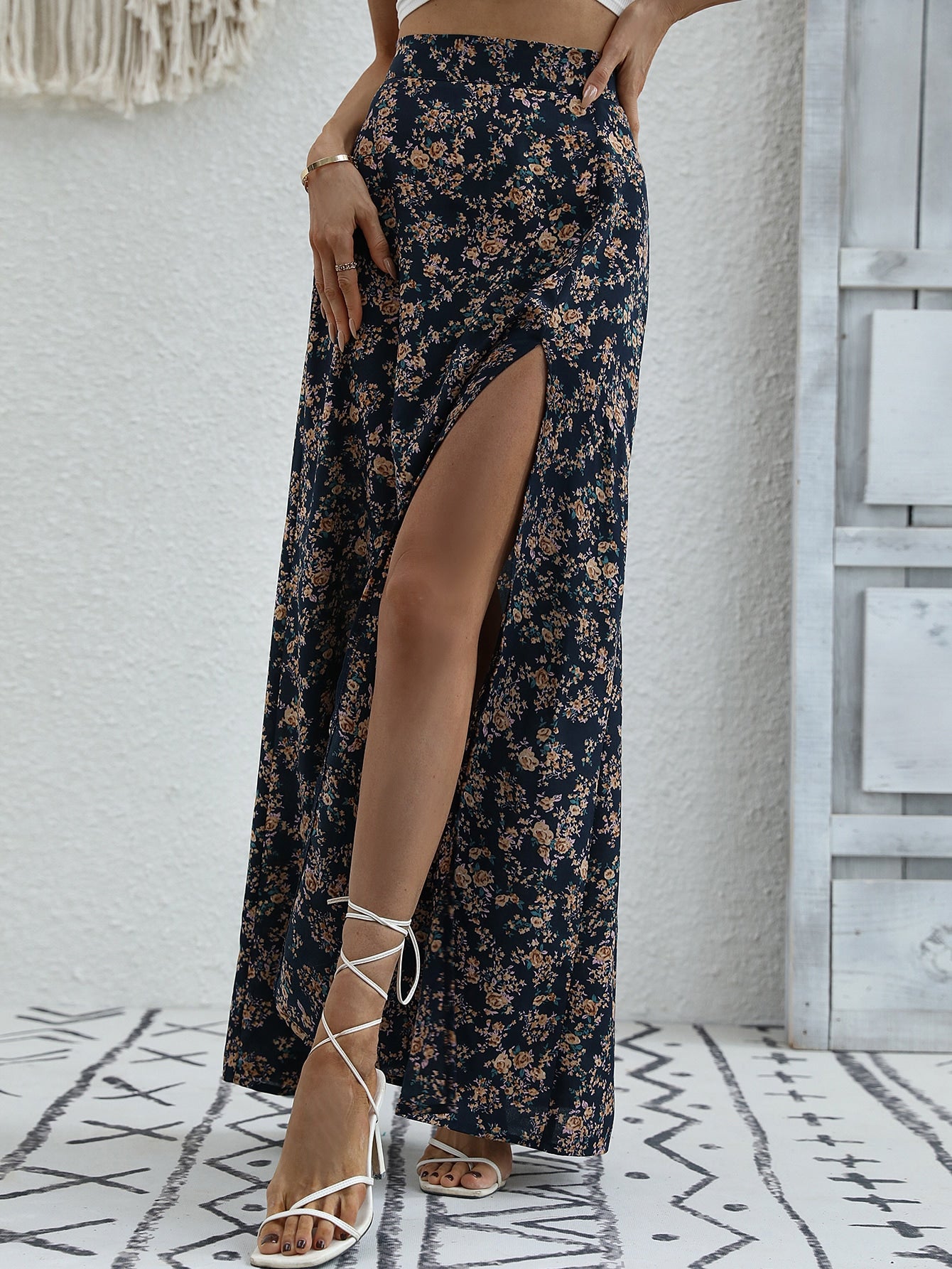 High Waist Floral Print Slit Skirt - Premium Women Skirts from ZOETOP BUSINESS CO., LIMITED - Just $38.49! Shop now at Nick's Bay Company
