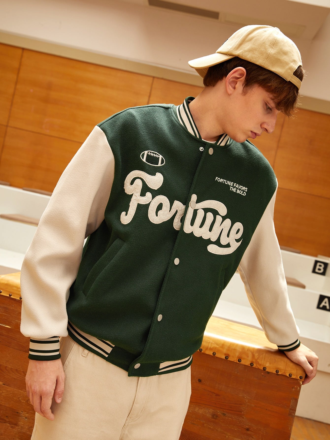 Men Letter Embroidery Two Tone Varsity Jacket - Premium Men Jackets from ZOETOP BUSINESS CO., LIMITED - Just $67.99! Shop now at Nick's Bay Company