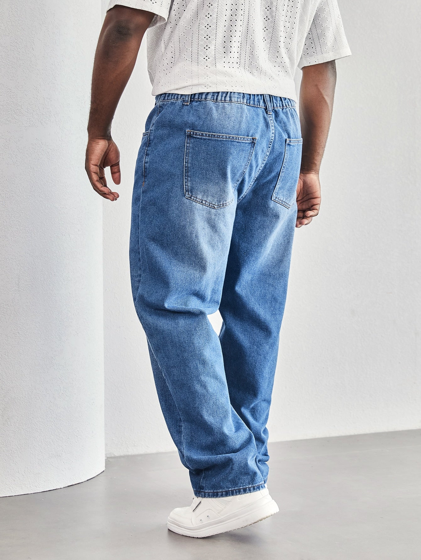 Extended Sizes Men Light Wash Wide Leg Jeans - Premium Men Jeans from ZOETOP BUSINESS CO., LIMITED - Just $64.49! Shop now at Nick's Bay Company