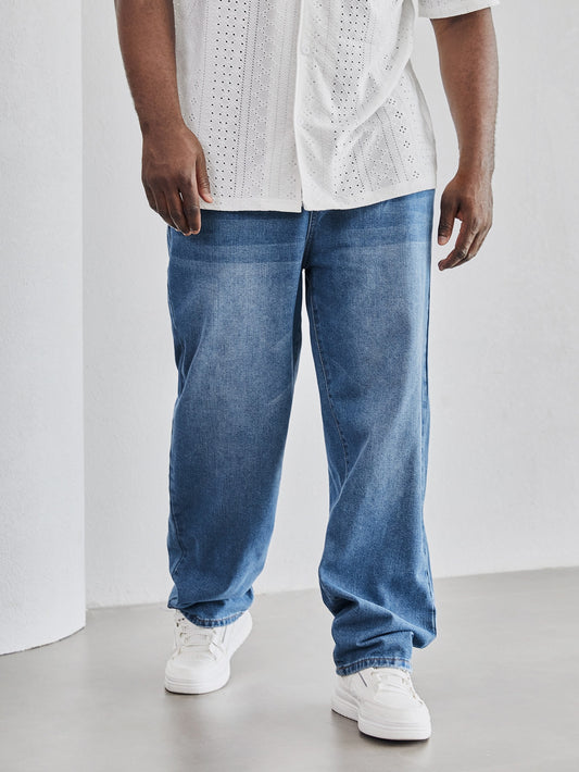 Extended Sizes Men Light Wash Wide Leg Jeans - Premium Men Jeans from ZOETOP BUSINESS CO., LIMITED - Just $64.49! Shop now at Nick's Bay Company