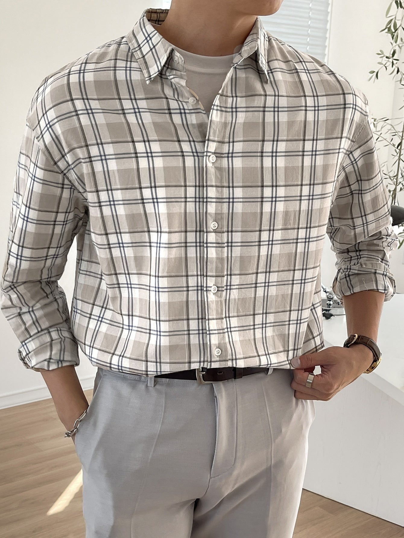 DAZY Men Plaid Print Drop Shoulder Shirt - Premium Men Shirts from ZOETOP BUSINESS CO., LIMITED - Just $49.49! Shop now at Nick's Bay Company