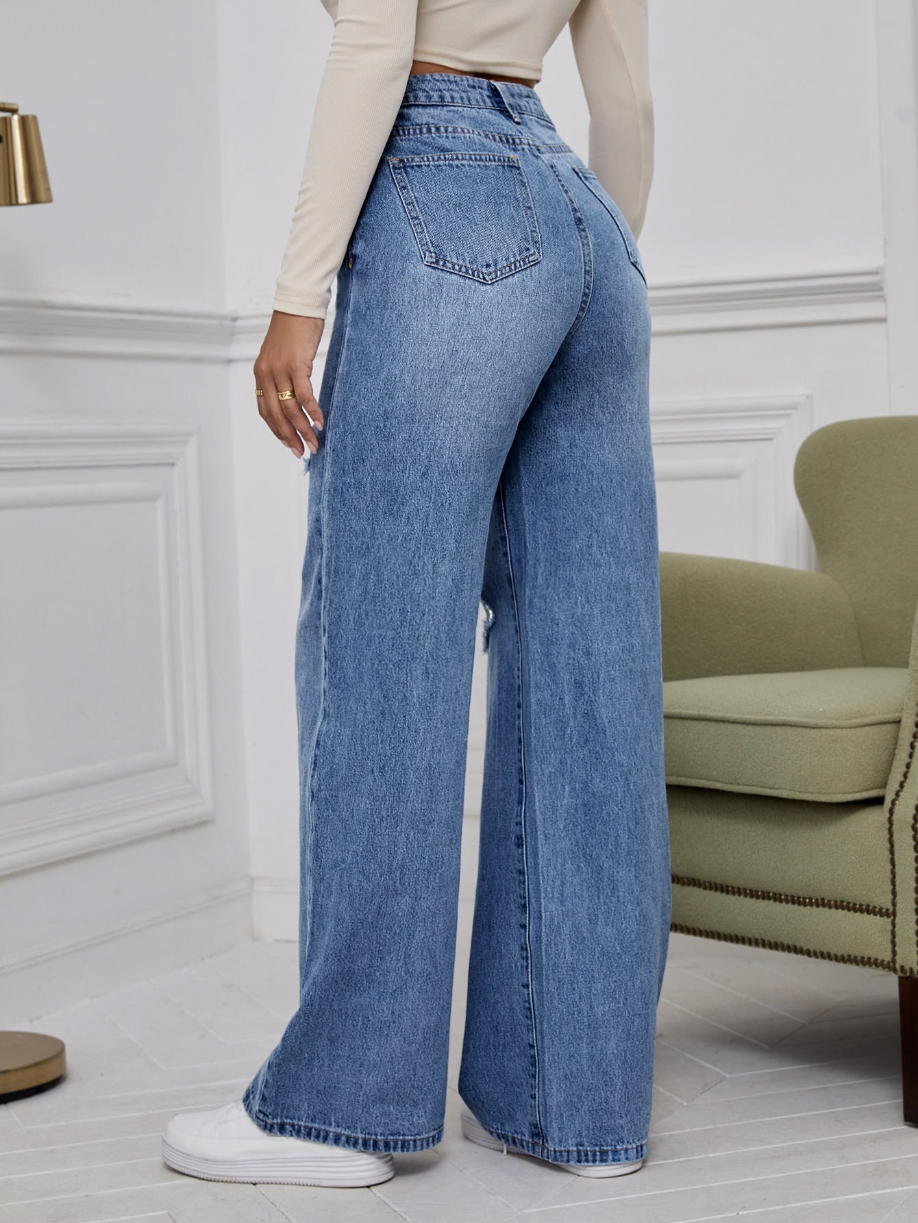 High Waist Ripped Wide Leg Jeans - Premium Women Jeans from ZOETOP BUSINESS CO., LIMITED - Just $64.49! Shop now at Nick's Bay Company