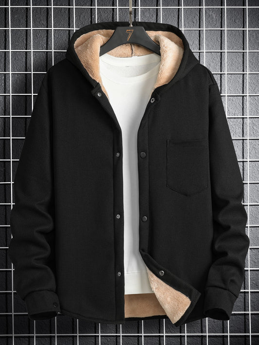 Men 1pc Thermal Lined Hooded Coat