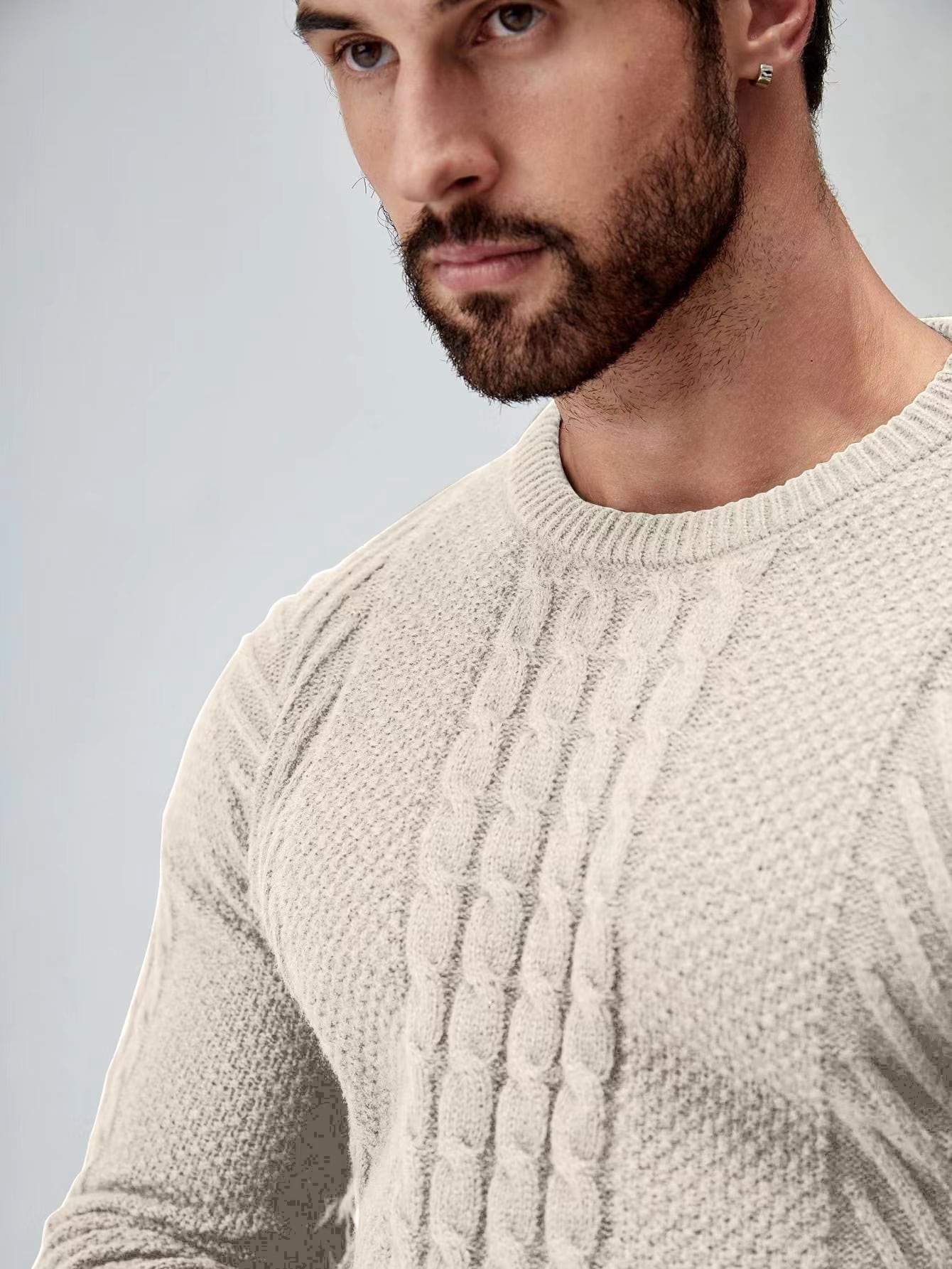Men Cable Knit Drop Shoulder Sweater - Premium Men Sweaters from ZOETOP BUSINESS CO., LIMITED - Just $58.49! Shop now at Nick's Bay Company