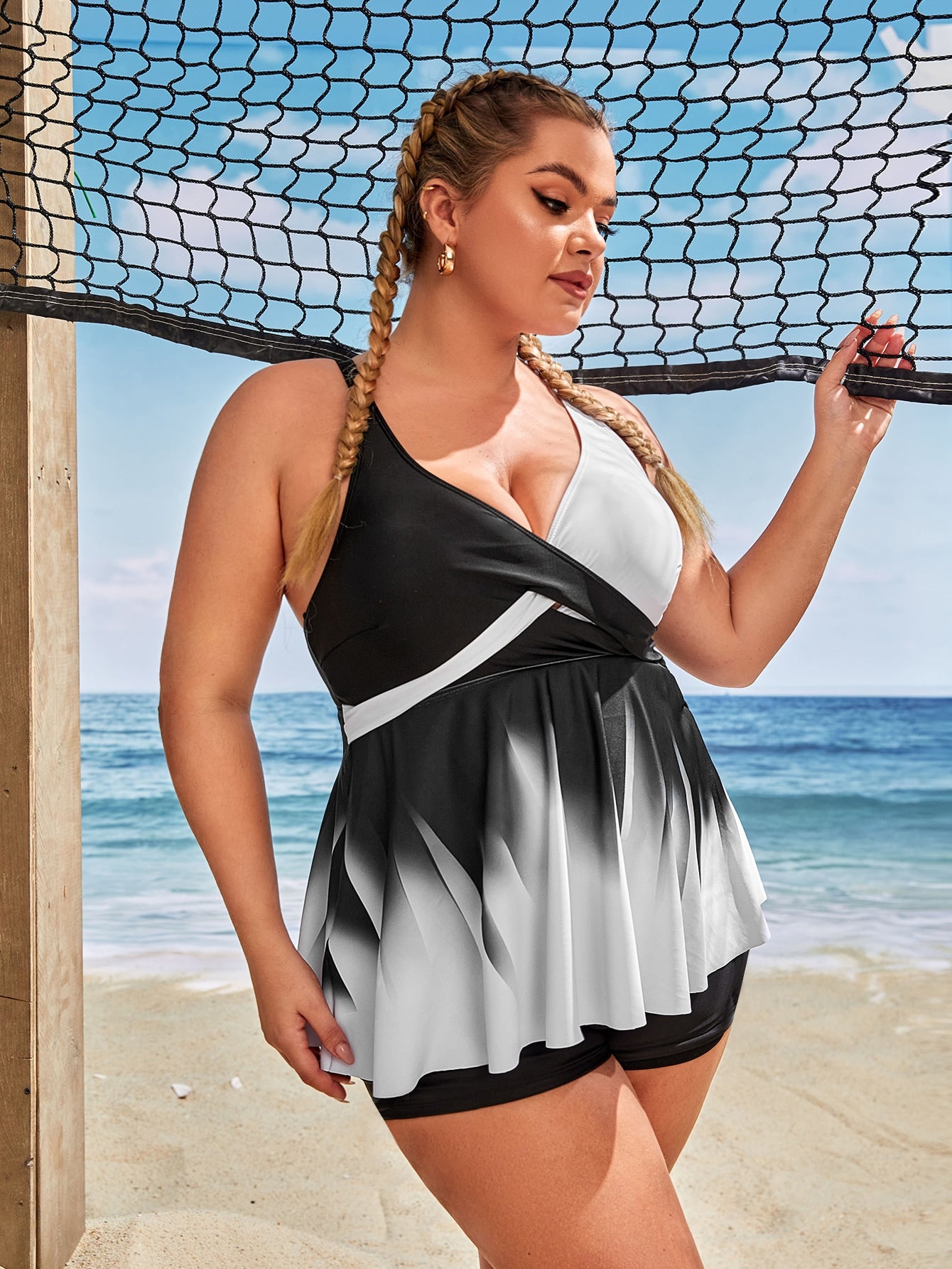 Plus Color Block Flounce Hem Bikini Swimsuit - Premium Plus Size Tankinis from ZOETOP BUSINESS CO., LIMITED - Just $59.40! Shop now at Nick's Bay Company