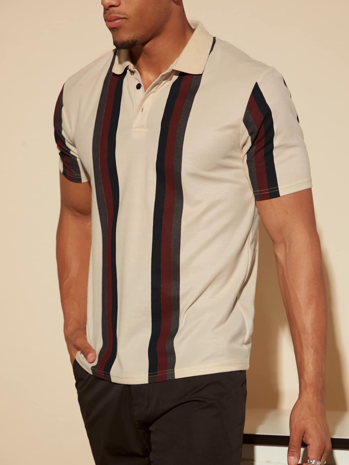 Men Striped Print Polo Shirt - Premium Men Polo Shirts from ZOETOP BUSINESS CO., LIMITED - Just $44.49! Shop now at Nick's Bay Company