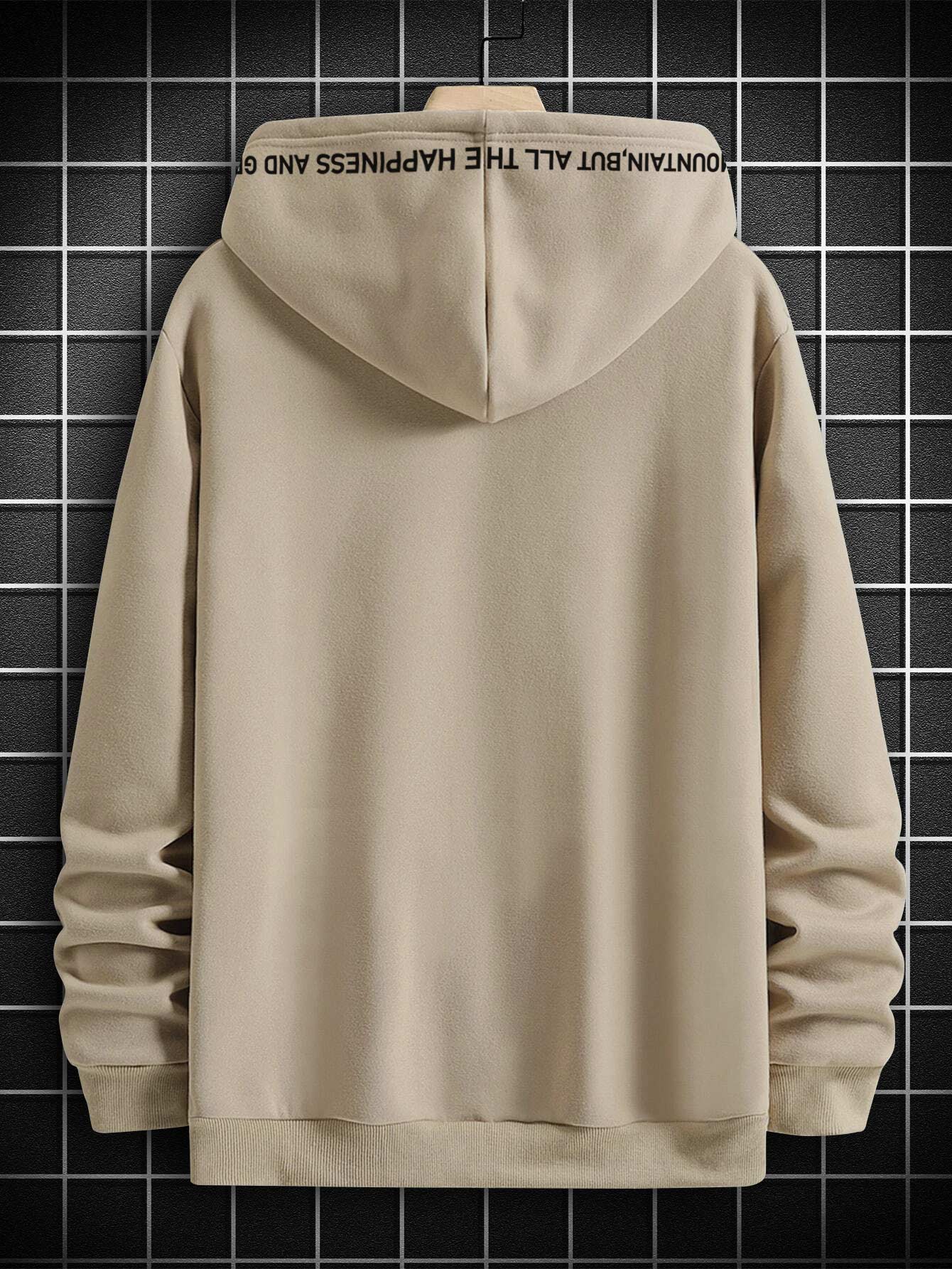 Men Slogan Graphic Kangaroo Pocket Drawstring Hoodie - Premium Men Sweatshirts from ZOETOP BUSINESS CO., LIMITED - Just $59.08! Shop now at Nick's Bay Company