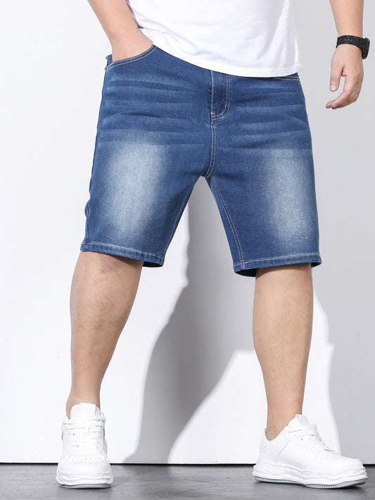 Extended Sizes Men Slant Pocket Denim Shorts