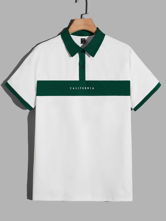 Men Letter Graphic Contrast Trim Polo Shirt - Premium Men Polo Shirts from ZOETOP BUSINESS CO., LIMITED - Just $42.49! Shop now at Nick's Bay Company