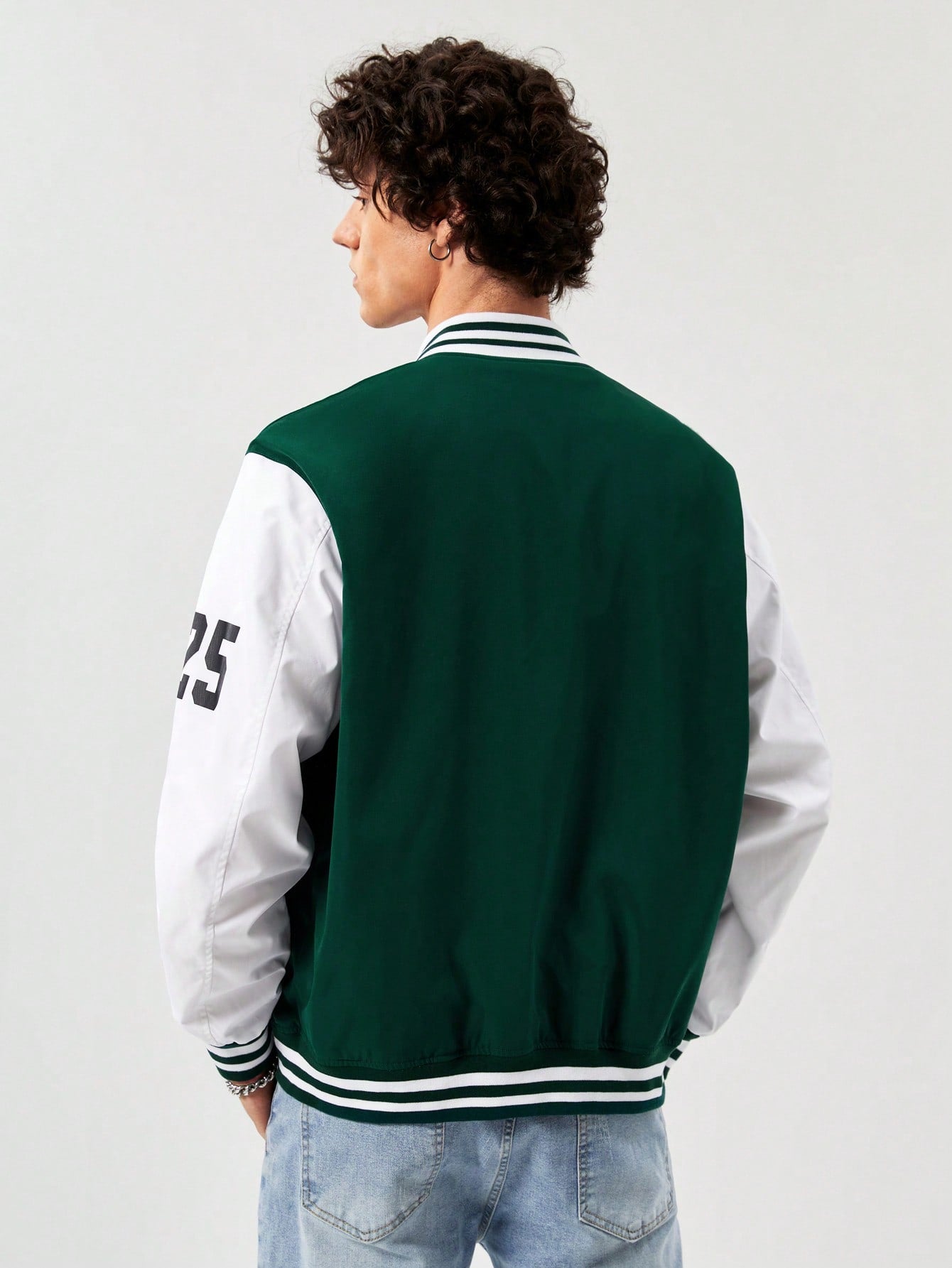 Men Letter Graphic Striped Trim Varsity Jacket - Premium Men Jackets from ZOETOP BUSINESS CO., LIMITED - Just $99.99! Shop now at Nick's Bay Company