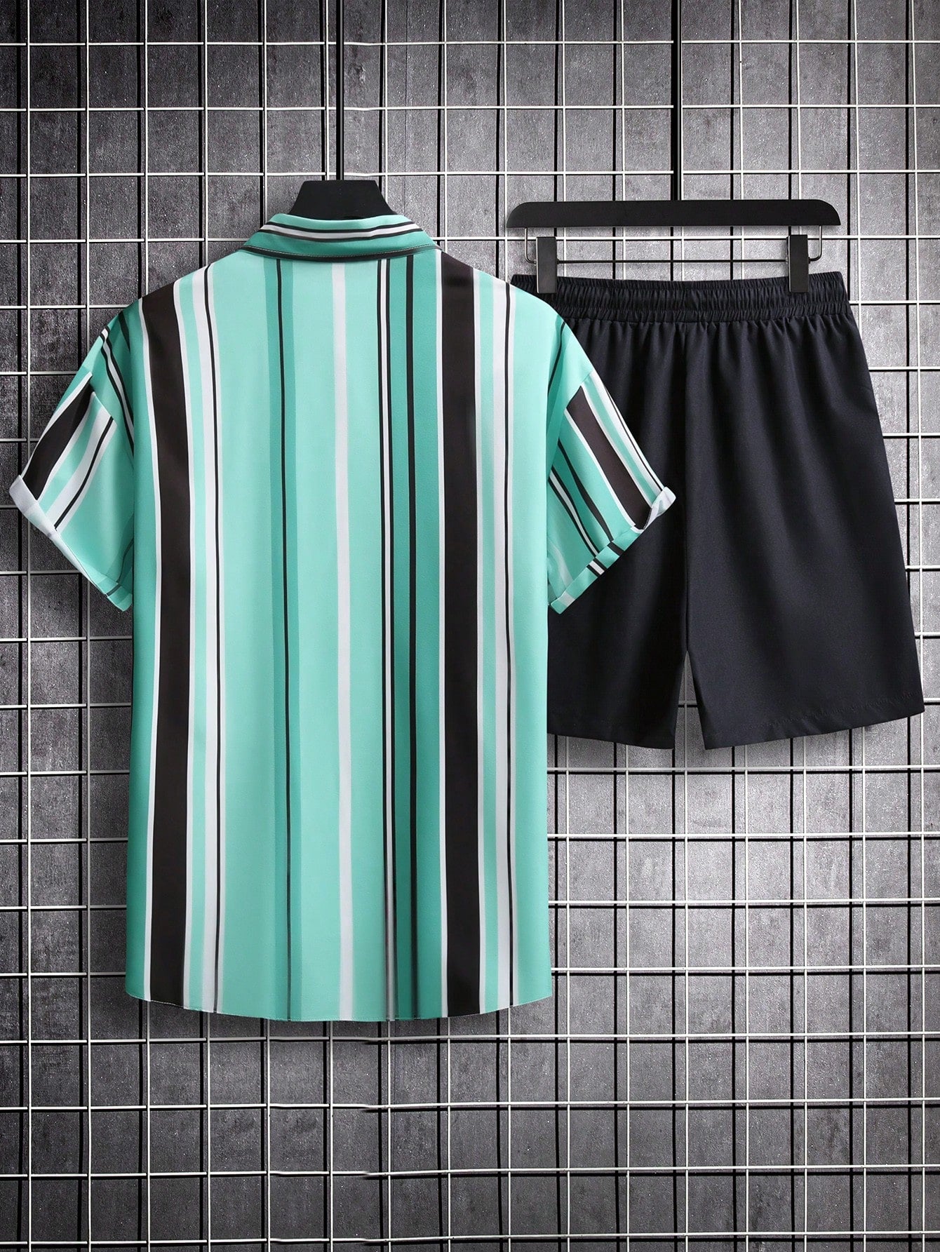 Men Striped Shirt & Drawstring Waist Shorts Without Tee - Premium Men Two-piece Outfits from ZOETOP BUSINESS CO., LIMITED - Just $52.99! Shop now at Nick's Bay Company