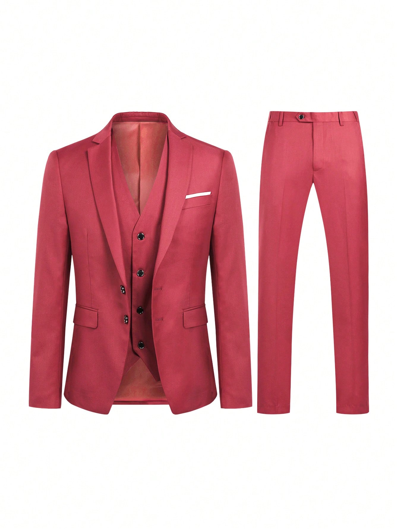 CLOUDSTYLE Men Flap Detail Blazer & Vest Jacket & Suit Pants - Premium Men Suits from ZOETOP BUSINESS CO., LIMITED - Just $199.99! Shop now at Nick's Bay Company