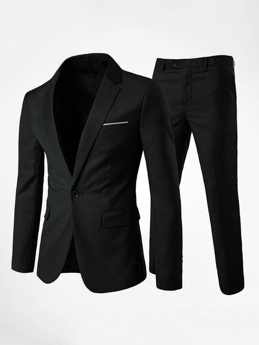 CLOUDSTYLE Men Single Button Blazer Suit Pants