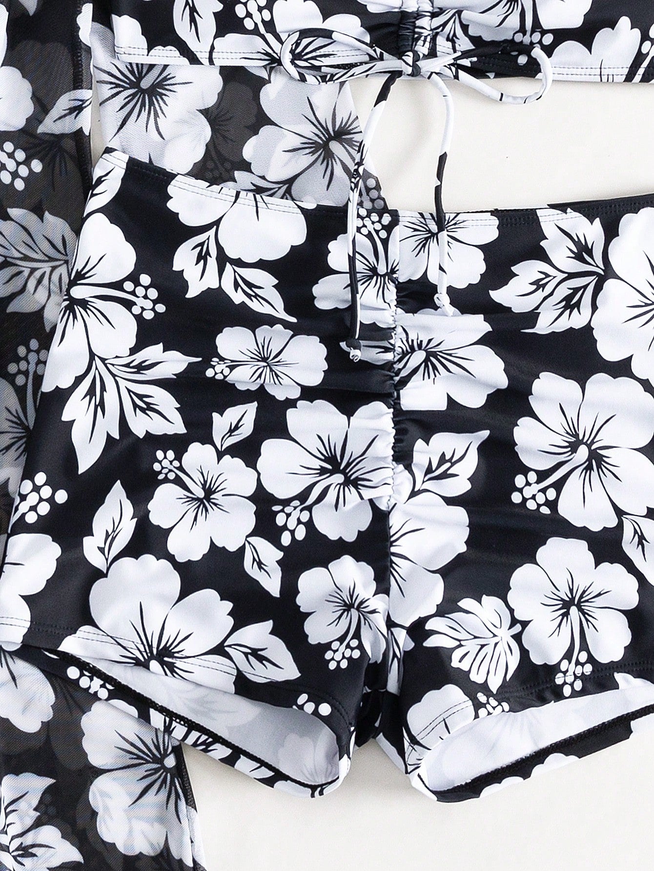 Floral Print Bikini Swimsuit With Kimono