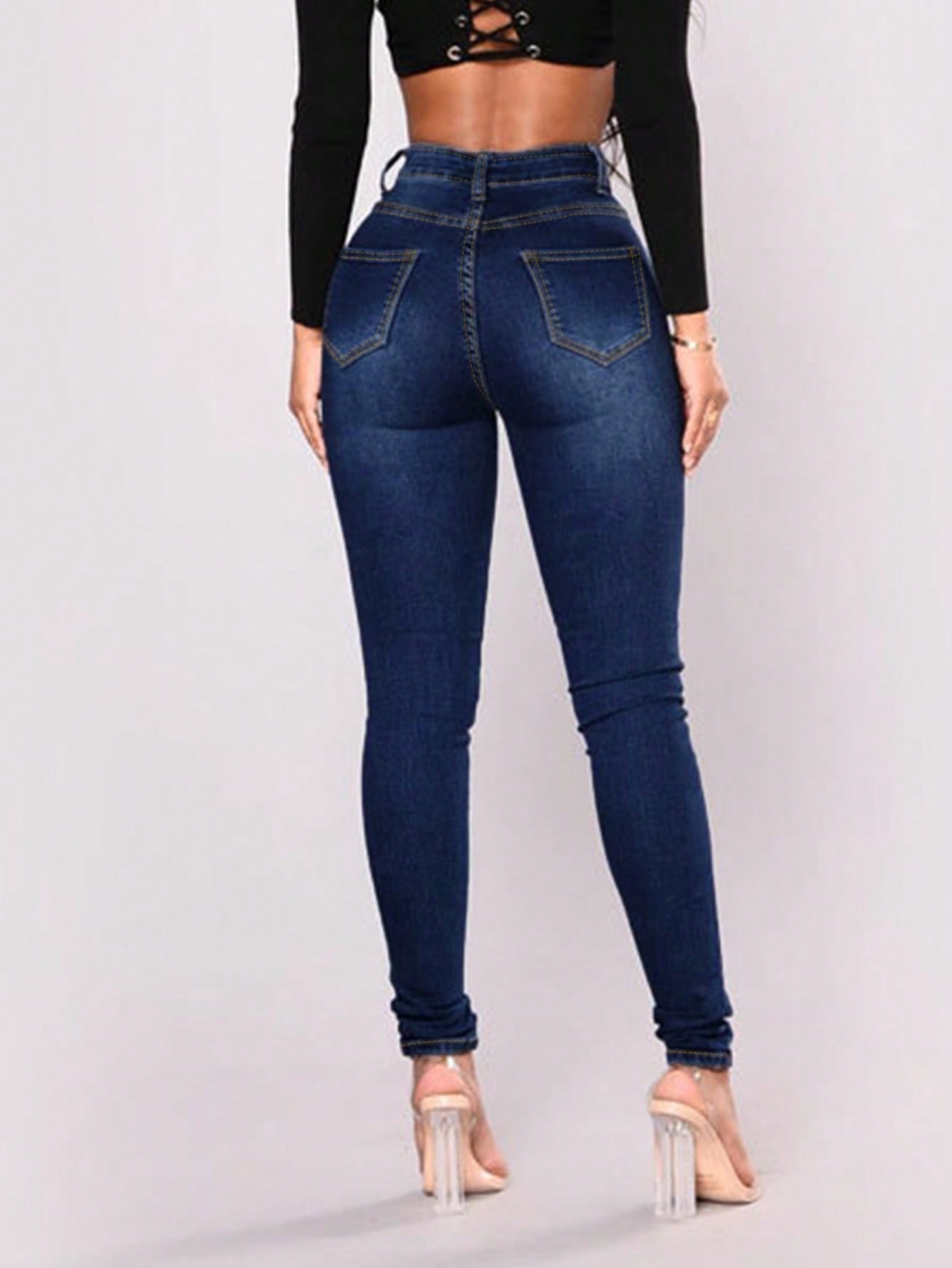 High Waist Ruched Skinny Jeans
