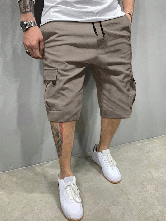 Men's Loose-Fit Cargo Shorts With Flap Pockets And Elastic Drawstring Waist
