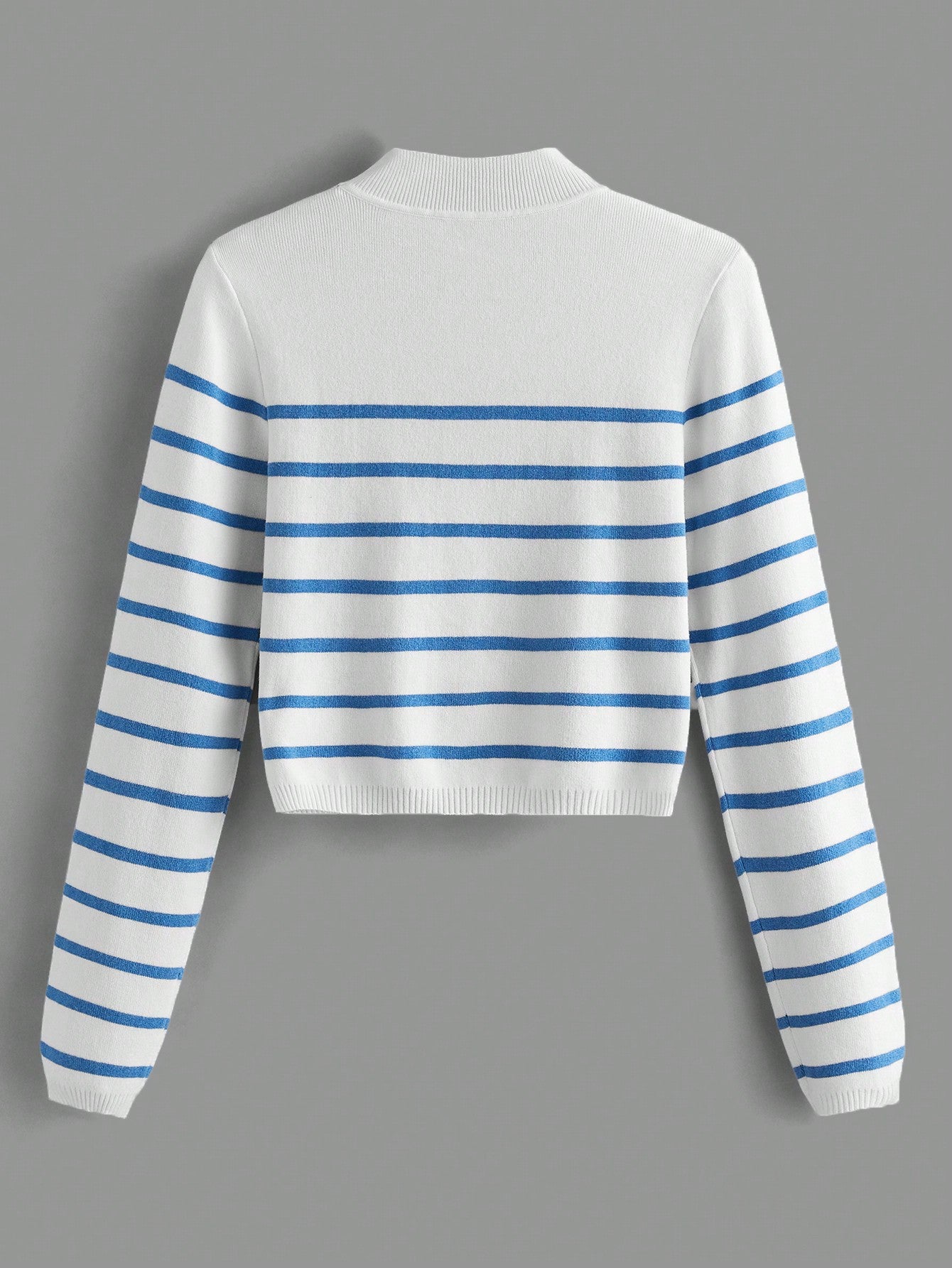Plus Striped Pattern Mock Neck Crop Sweater