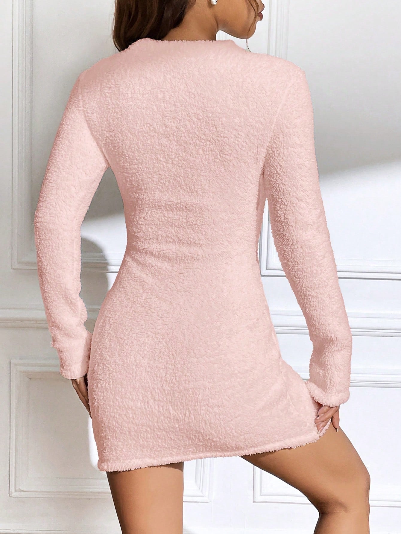 Women's Hollow Out Plush Sweater Dress