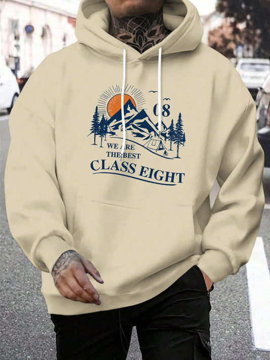 Men's Casual Hooded Sweatshirt With Text Print
