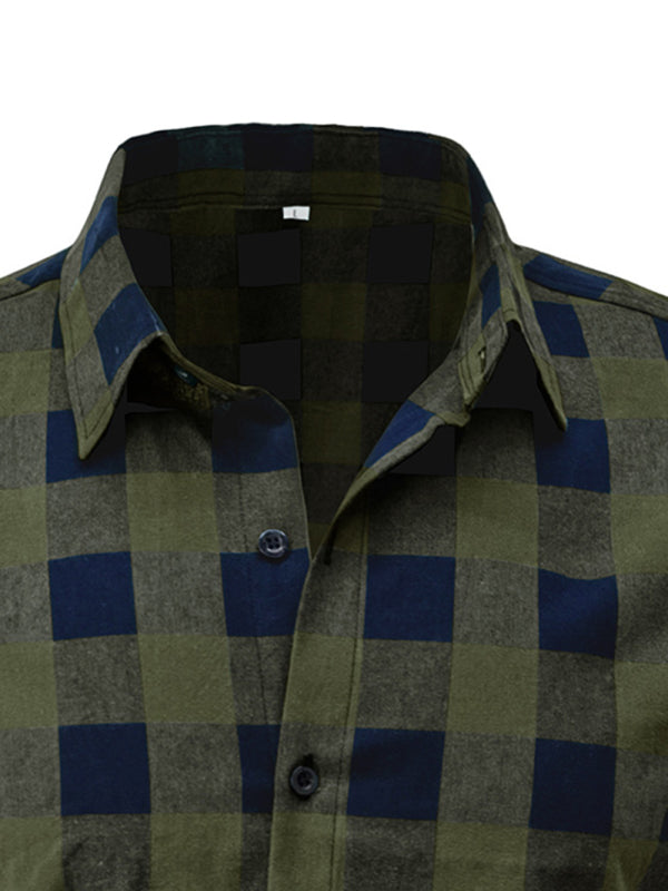 Men's Shaped Fit Check Short Sleeve Linen Button-up Shirt