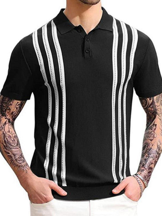 Stripe Short Sleeve Polo Shirt - Premium  from kakaclo - Just $42.88! Shop now at Nick's Bay Company