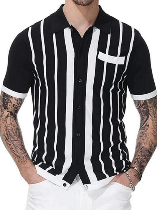 Stripe Button Front Polo - Premium  from kakaclo - Just $42.88! Shop now at Nick's Bay Company