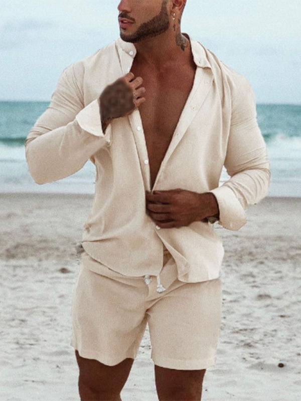 Men's Casual Cotton Linen Loose Long-sleeves Two-piece Set - Premium  from kakaclo - Just $52.49! Shop now at Nick's Bay Company