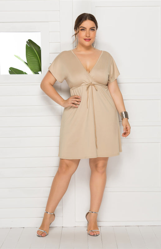 Women's Plus Size Deep V Solid Dress - Premium  from kakaclo - Just $39.00! Shop now at Nick's Bay Company