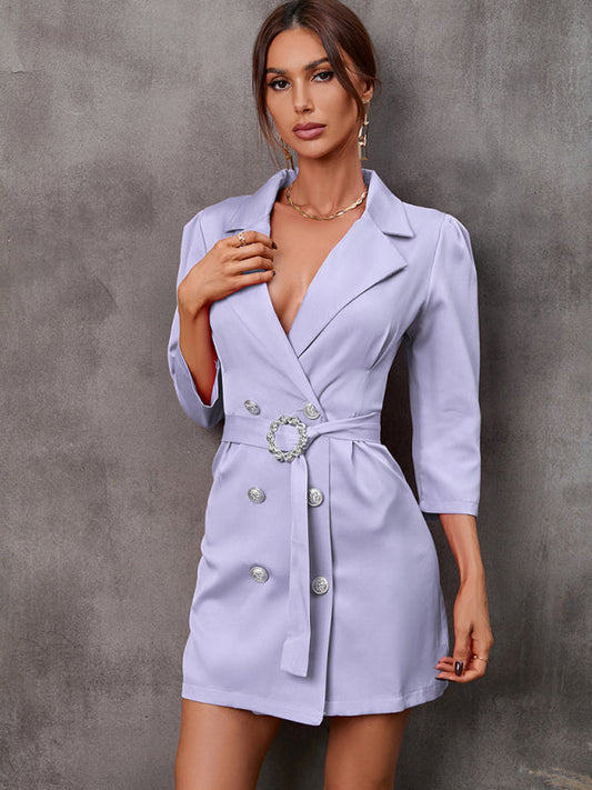 Women's Button Tie Suit Dress (with Belt) - Premium  from kakaclo - Just $59.99! Shop now at Nick's Bay Company