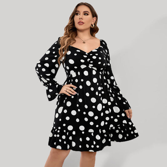 Plus Size Sweetheart Neck Dot Print Ruched Puff Sleeve A Line Minidress - Premium  from kakaclo - Just $44.69! Shop now at Nick's Bay Company
