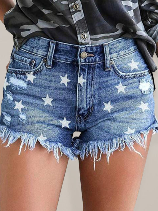 Women's All Over Star Print Denim Shorts - Premium  from kakaclo - Just $37.38! Shop now at Nick's Bay Company