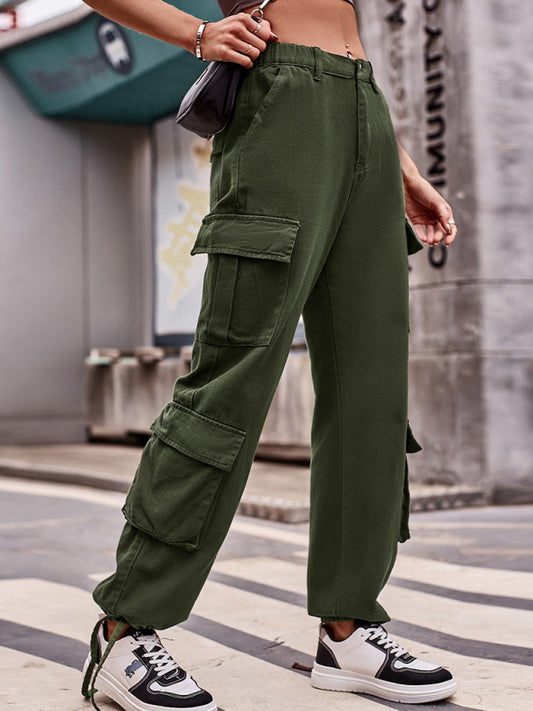 Women's Solid Color Multi-Pocket Twill Cargo Pants - Premium  from kakaclo - Just $70.44! Shop now at Nick's Bay Company