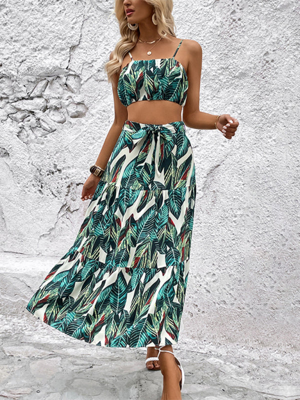 Printed Holiday Camisole Two-Piece Backless Set - Premium  from kakaclo - Just $44.83! Shop now at Nick's Bay Company